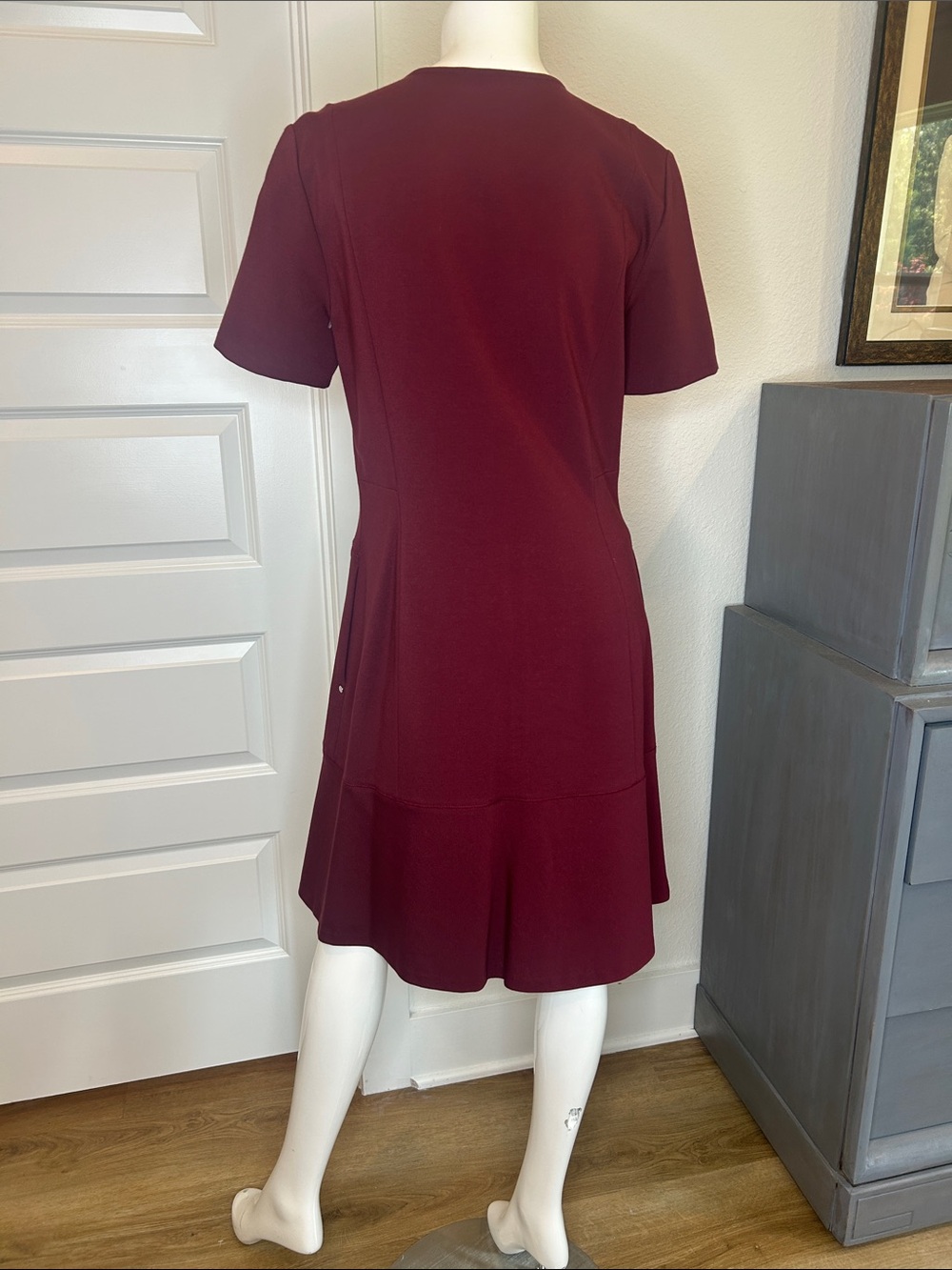 Lafayette 148 New York Burgundy Zip-Front Midi Dress - Picture 6 of 11